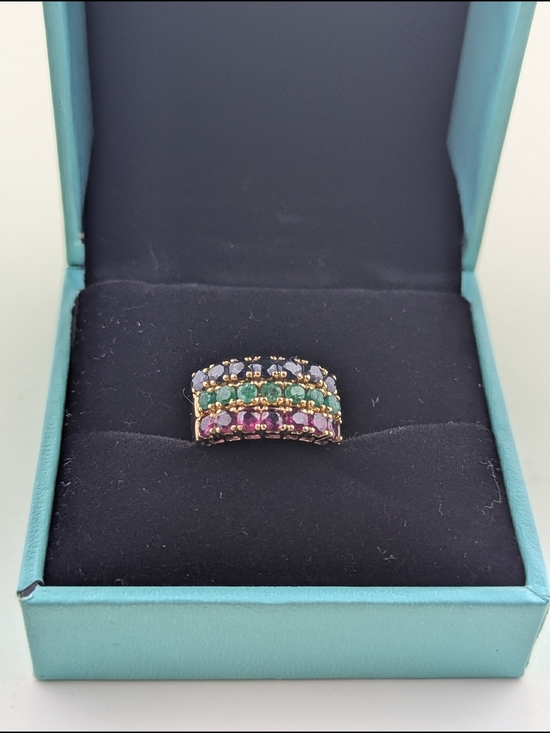 Jewelry - ✨ Vintage 14K Gold Sapphire, Emerald, & Ruby Stackable Ring Set ✨